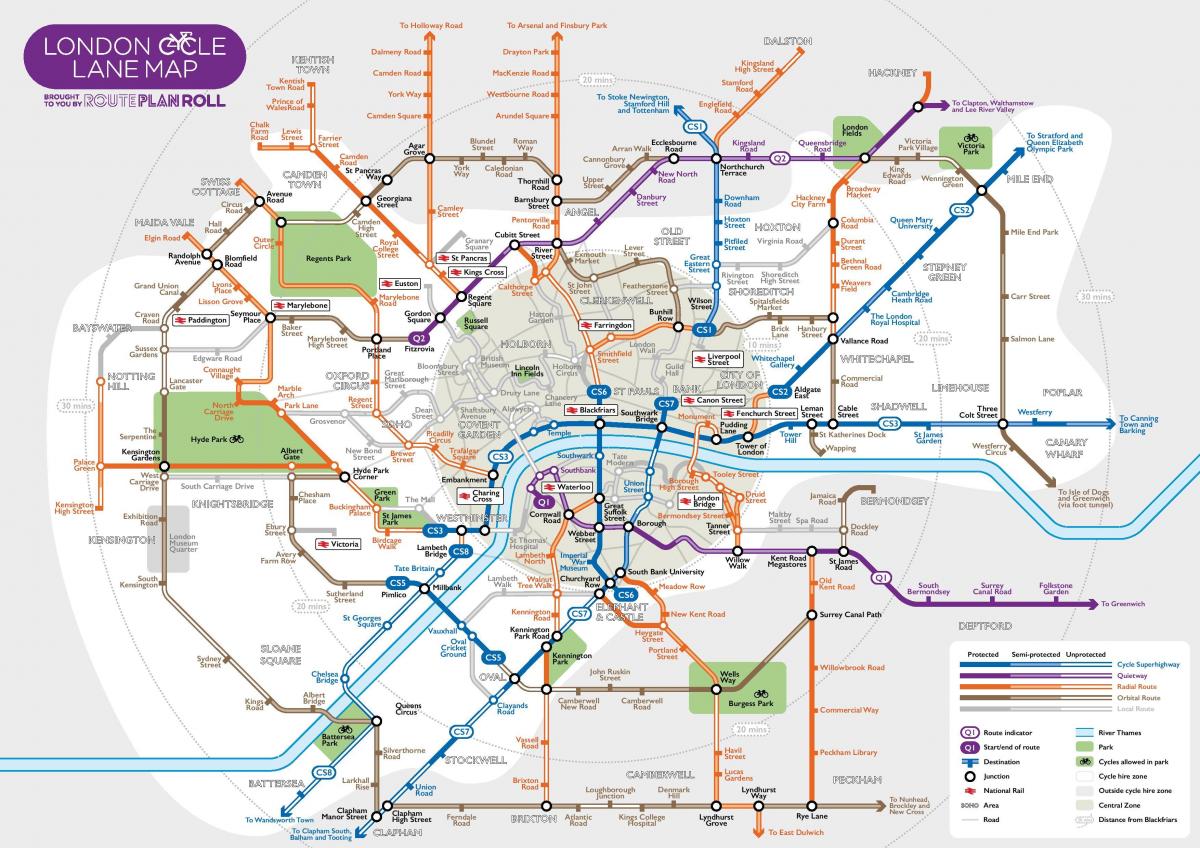 карта Лондона на велосипеде