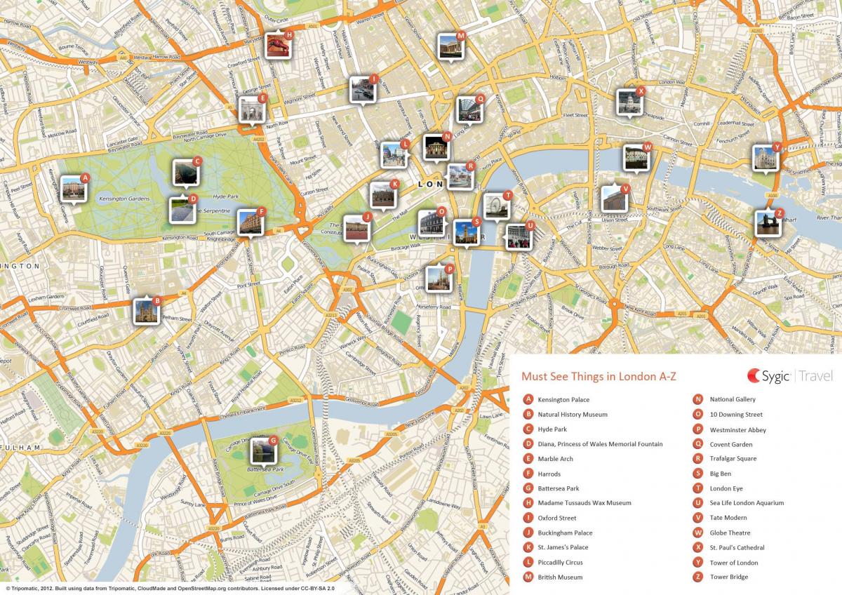 карта достопримечательностей Лондона