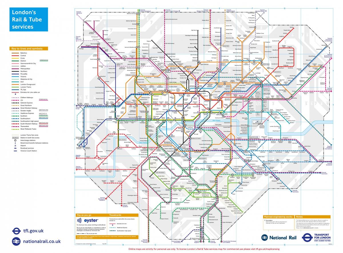Железнодорожный карте Лондона