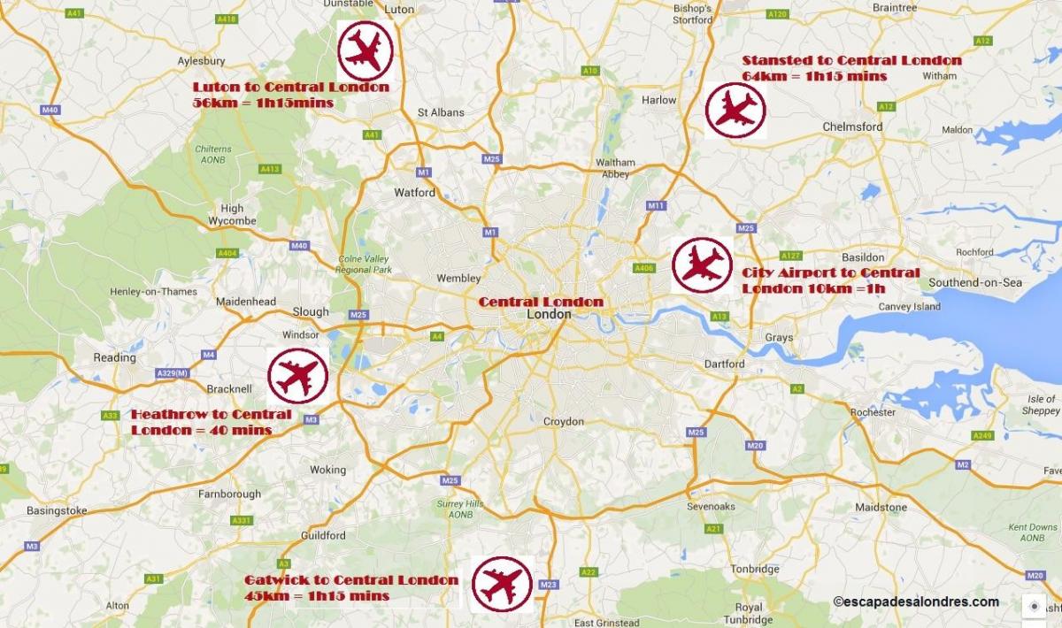Лондонский аэропорт карта