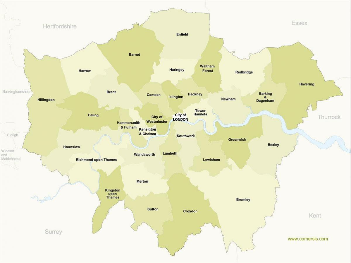 карта Лондона боро