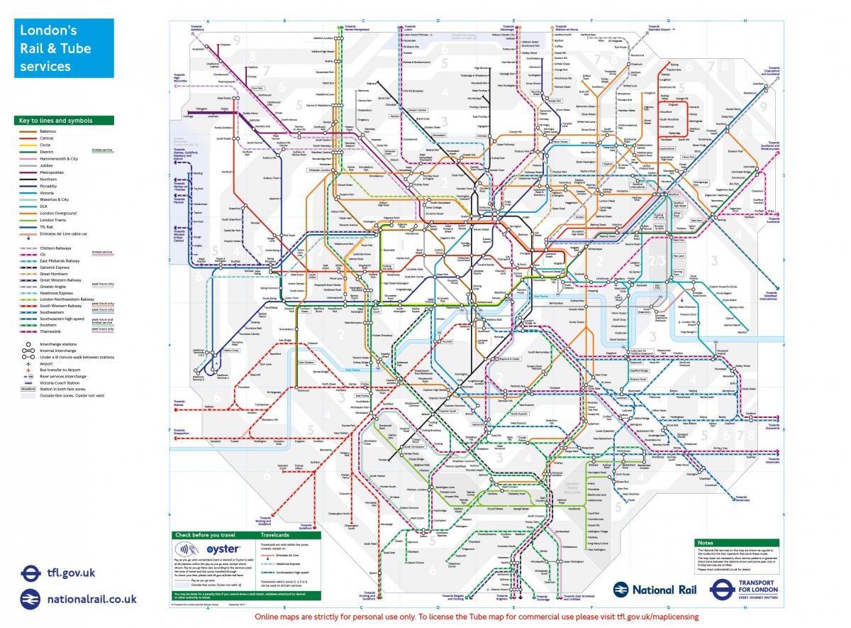 карта Лондона железнодорожных вокзалов