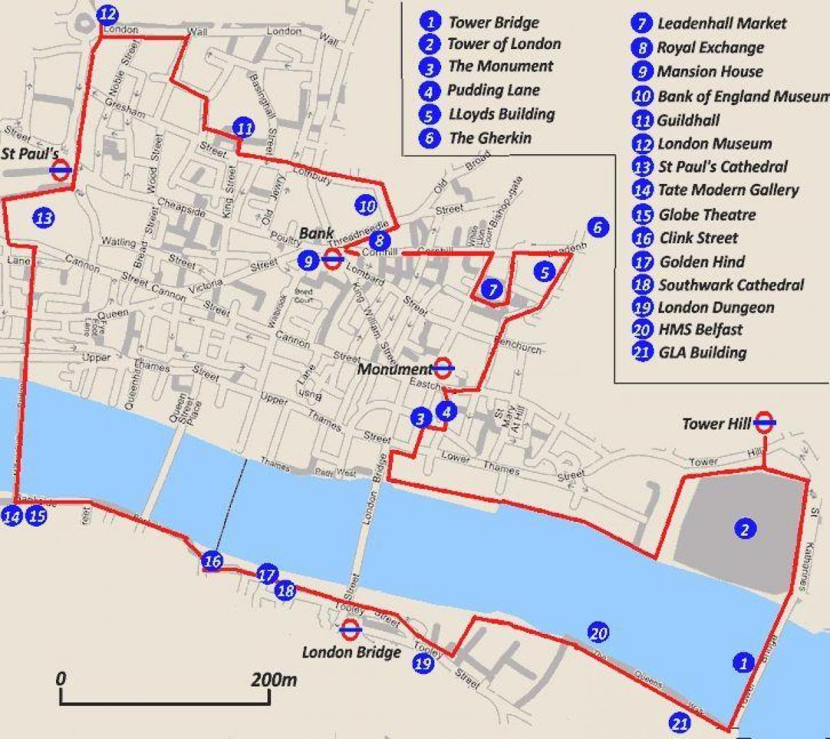 прогулки на карте Лондона