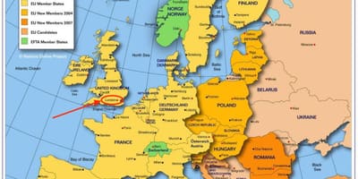 Лондон на карте Европы